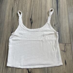 Reformation Paulina Sweater Tank Knit Top Size Small Cream Scallop Hem